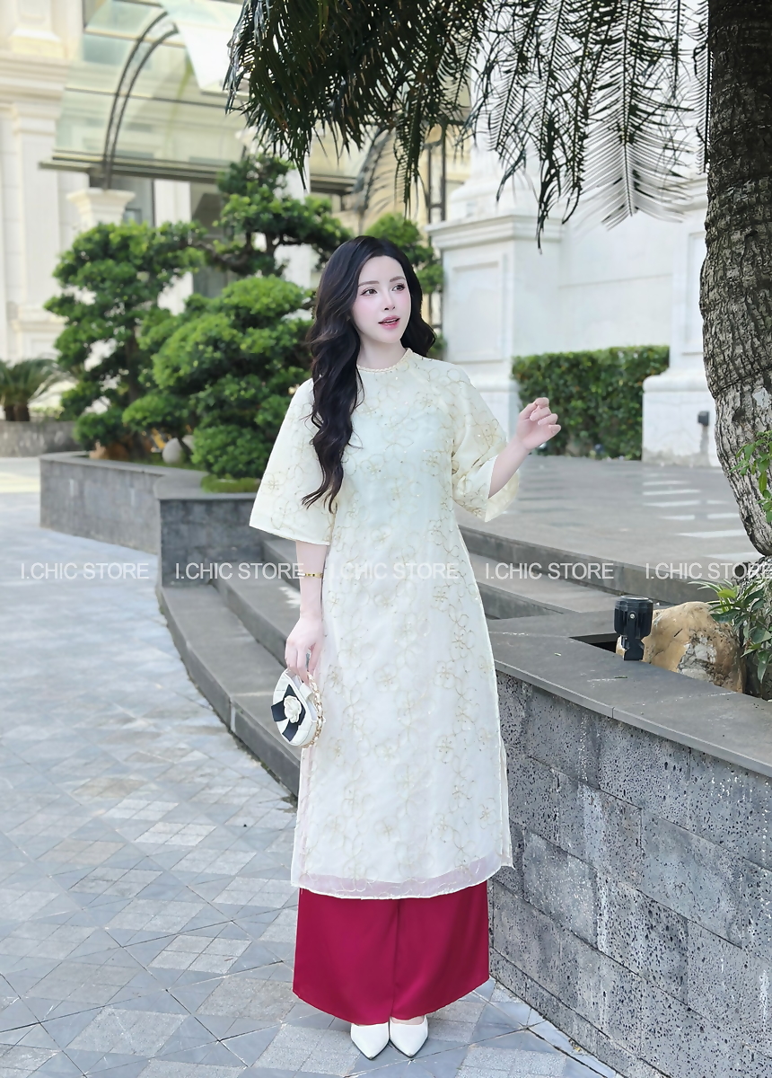 Áo Dài Ngọc An Kem